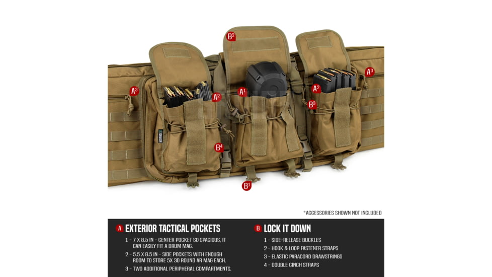 Savior Equipment American Classic Double Rifle Case, 51in, Dark FDE, RB-5112DG-V1-TN