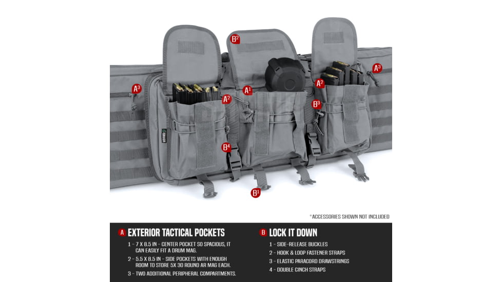 Savior Equipment American Classic Double Rifle Case, 51in, Gray, RB-5112DG-V1-GS