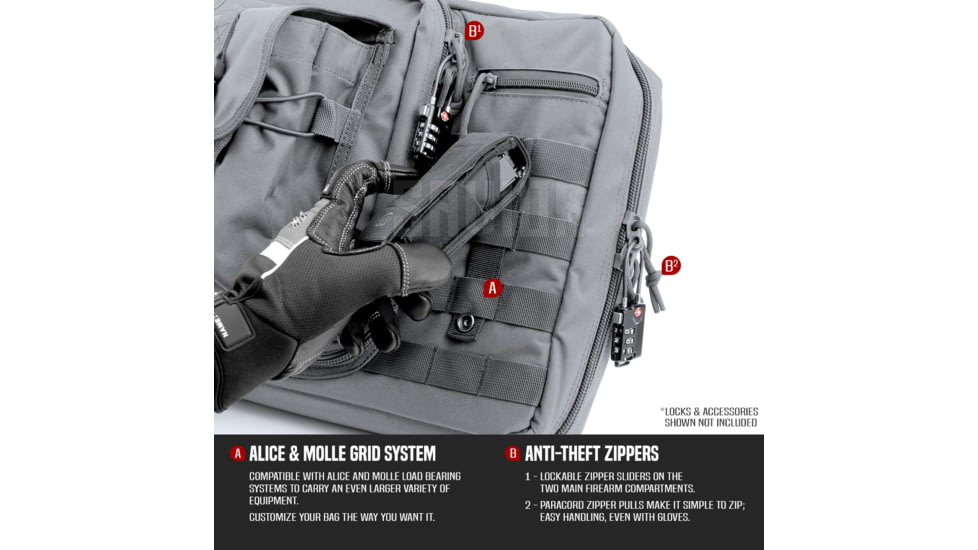 Savior Equipment American Classic Double Rifle Case, 51in, Gray, RB-5112DG-V1-GS