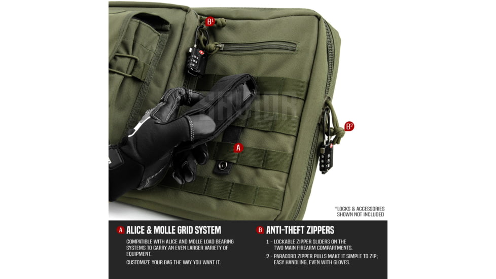 Savior Equipment American Classic Double Rifle Case, 51in, OD Green, RB-5112DG-V1-OG