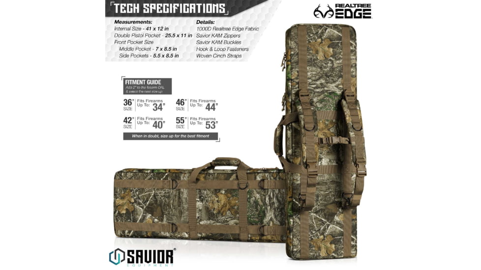 Savior Equipment American Classic Double Rifle Case, Realtree Edge, 41in L x 12in H, RB-4212DG-V1-EDGE