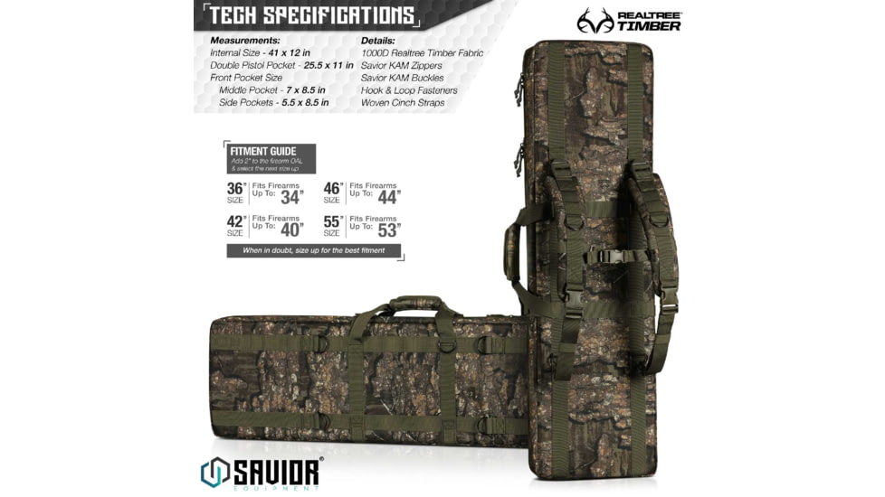 Savior Equipment American Classic Double Rifle Case, Realtree Timber, 41in L x 12in H, RB-4212DG-V1-TMBR