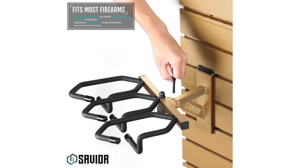 Savior Equipment Angle Adjustable Rifle Wall Rack System, Tan, Barrel Rack 12 x 4 x 8, Stock Rack 12.5 x, WRS-ACC-AD3-TN