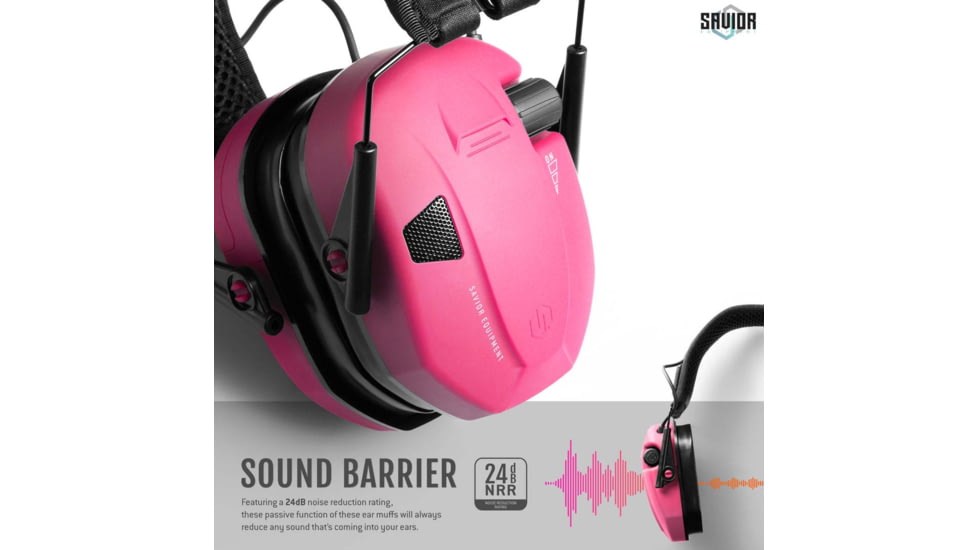 Savior Equipment Apollo Electronic Earmuffs Hearing Protection, Prison Pink, EM-APOLLO-PI