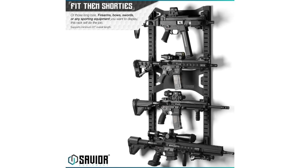 Savior Equipment Horizontal Wall Rack, Black, RK-ARC5FG-WM-BK