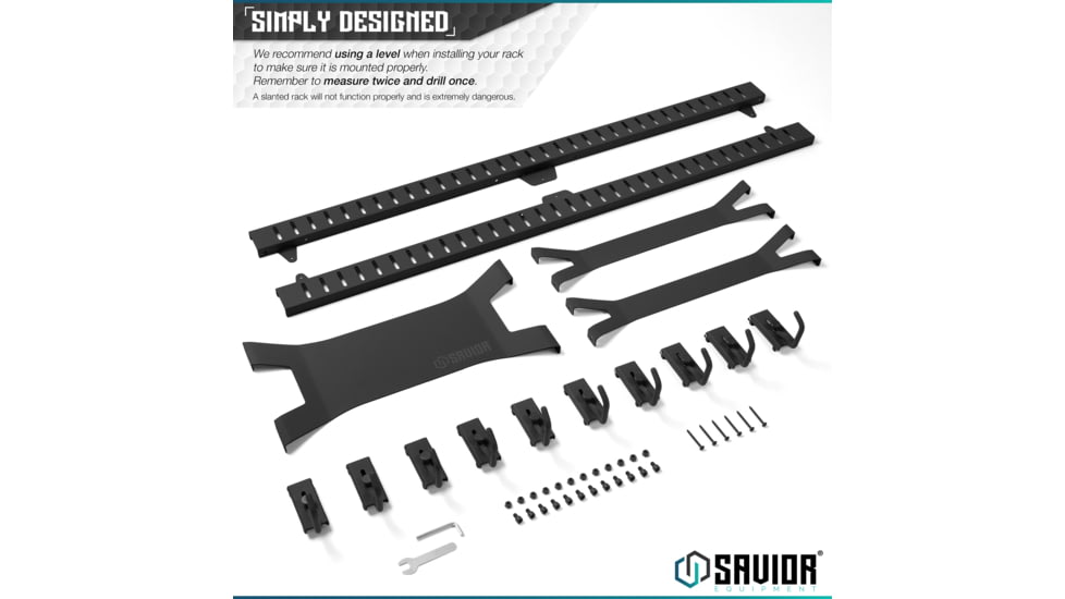 Savior Equipment Horizontal Wall Rack, Black, RK-ARC5FG-WM-BK