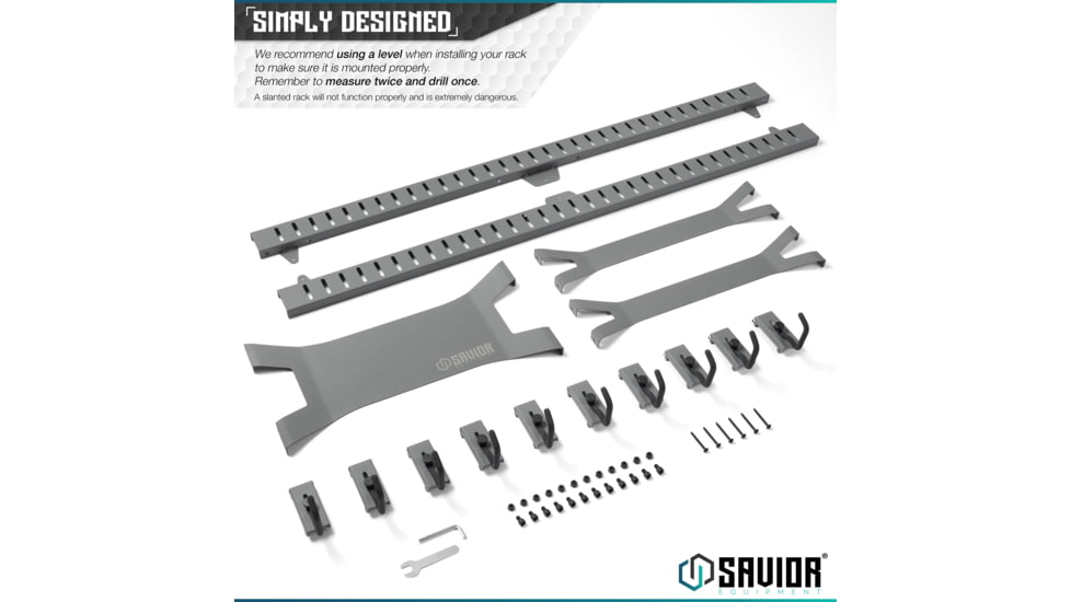 Savior Equipment Horizontal Wall Rack, Gray, RK-ARC5FG-WM-GS