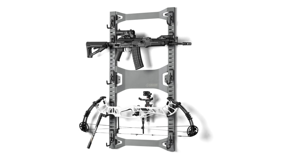 Savior Equipment Horizontal Wall Rack w/10 Hooks, Grey, 43.5in H x 22.3in W x 0.75in D, RK-ARC5FG-WM-GS