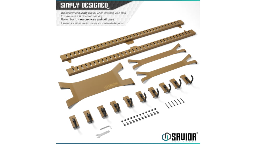 Savior Equipment Horizontal Wall Rack, RAL 8000 Tan, RK-ARC5FG-WM-TN