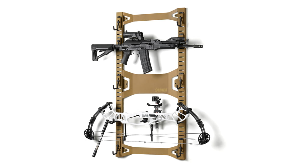 Savior Equipment Horizontal Wall Rack w/10 Hooks, RAL 8000 Tan, 43.5in H x 22.3in W x 0.75in D, RK-ARC5FG-WM-TN