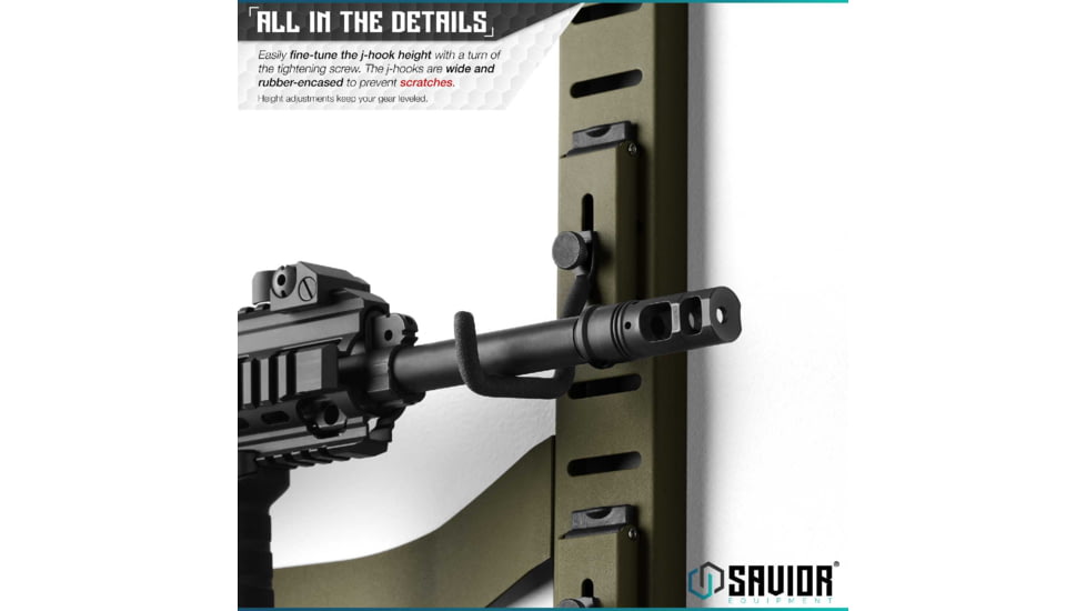 Savior Equipment Horizontal Wall Rack w/10 Hooks, Green, 43.5in H x 22.3in W x 0.75in D, RK-ARC5FG-WM-OG