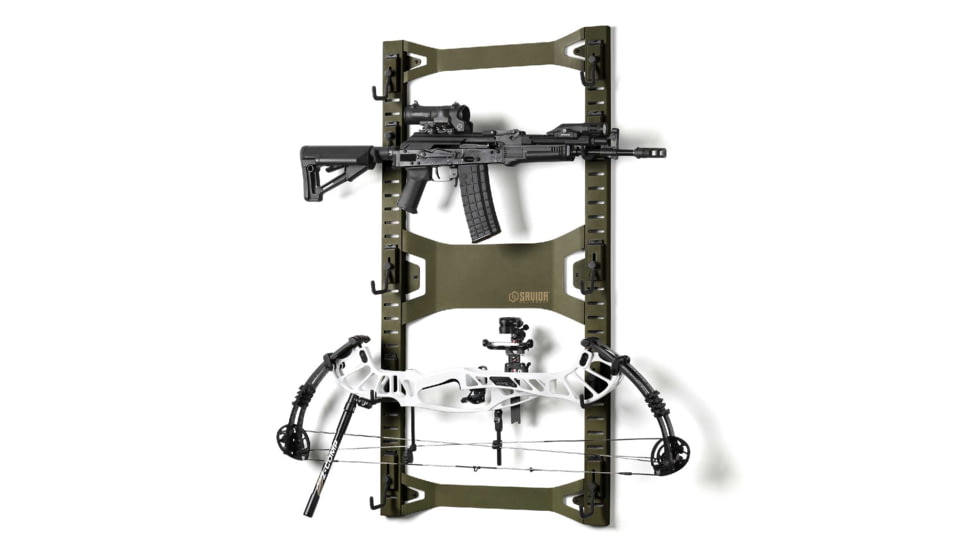 Savior Equipment Horizontal Wall Rack w/10 Hooks, Green, 43.5in H x 22.3in W x 0.75in D, RK-ARC5FG-WM-OG