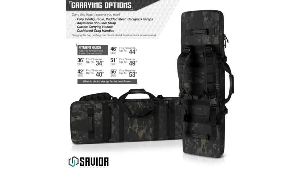 Savior Equipment MULTICAM Urban Warfare Double Rifle Case, 36in, Multicam Black, RB-3612DG-VER2-MCB