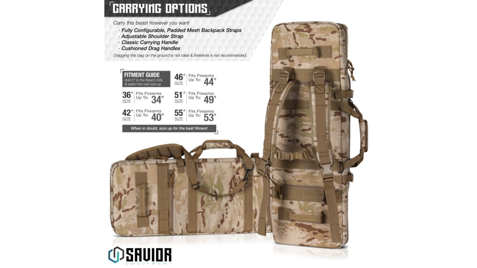 Savior Equipment MULTICAM Urban Warfare Double Rifle Case, 42in, Multicam Arid, RB-4212DG-VER2-MCID