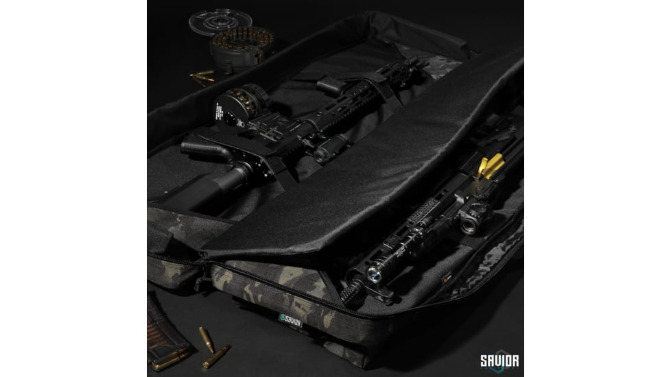 Savior Equipment MULTICAM Urban Warfare Double Rifle Case, 46in, Multicam Black, RB-4612DG-VER2-MCB