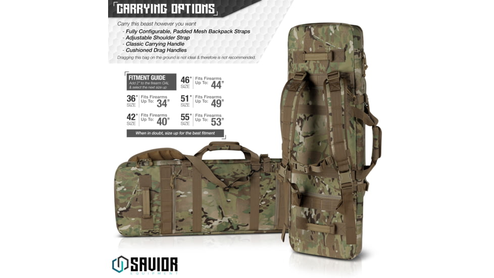 Savior Equipment MULTICAM Urban Warfare Double Rifle Case, 46in, Multicam Original, RB-4612DG-VER2-MCOG