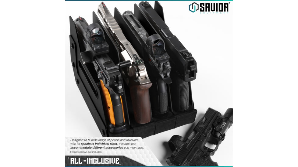 Savior Equipment Pistol Rack, 4-Slot, Black, RK-HAND-XFOUR-BK