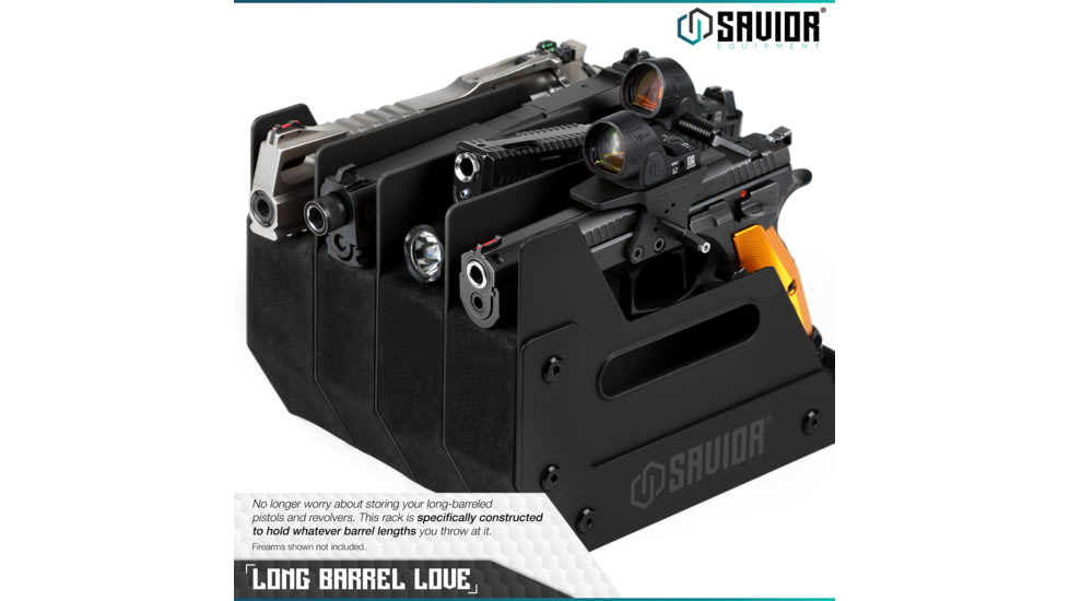 Savior Equipment Pistol Rack, 4-Slot, Black, RK-HAND-XFOUR-BK