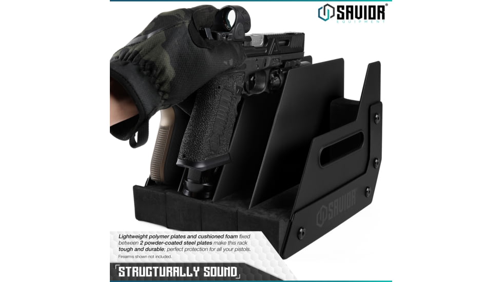 Savior Equipment Pistol Rack, 4-Slot, Black, RK-HAND-XFOUR-BK