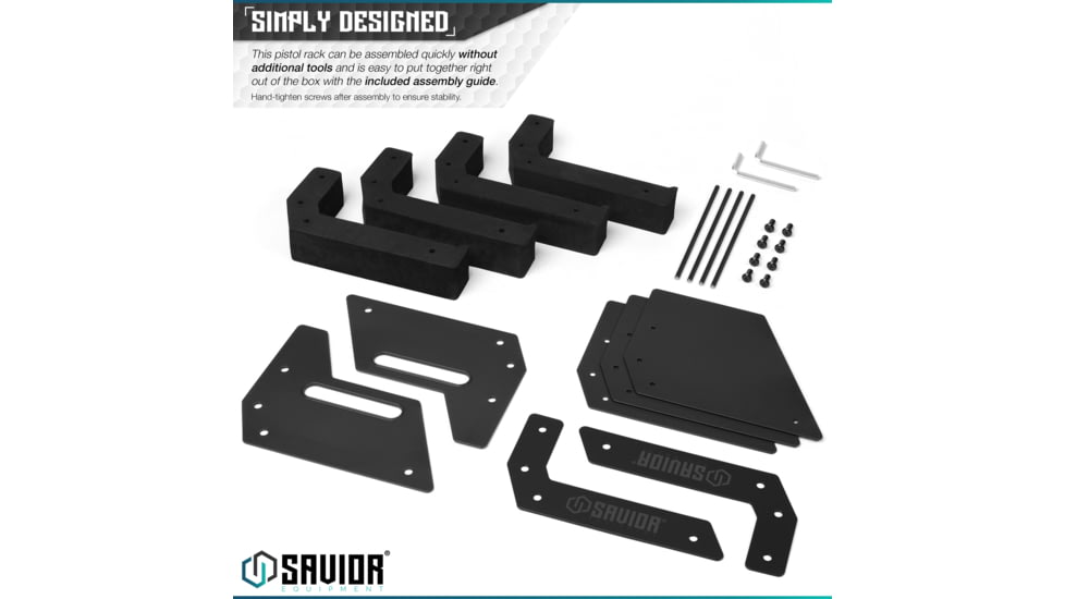 Savior Equipment Pistol Rack, 4-Slot, Black, RK-HAND-XFOUR-BK