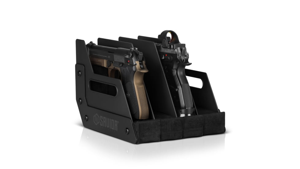 Savior Equipment Pistol Rack, 4-Slot, Black, RK-HAND-XFOUR-BK