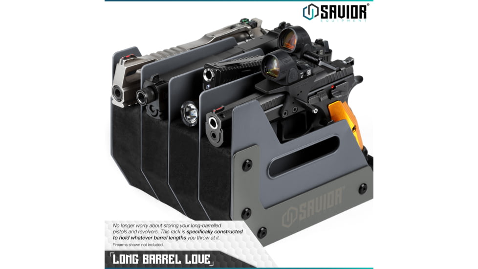 Savior Equipment Pistol Rack, 4-Slot, Gray, RK-HAND-XFOUR-GS
