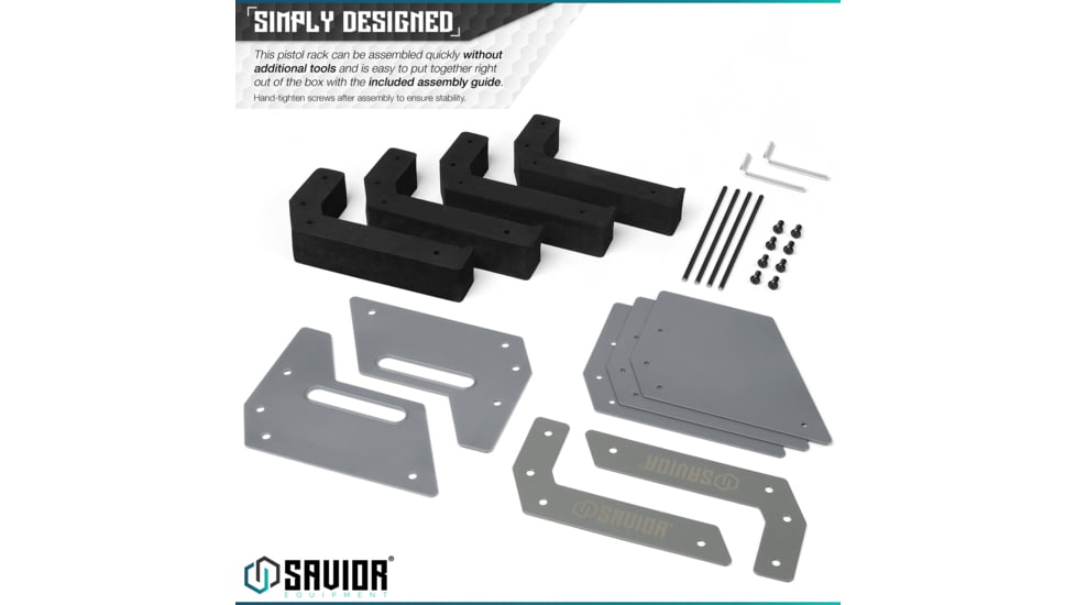 Savior Equipment Pistol Rack, 4-Slot, Gray, RK-HAND-XFOUR-GS