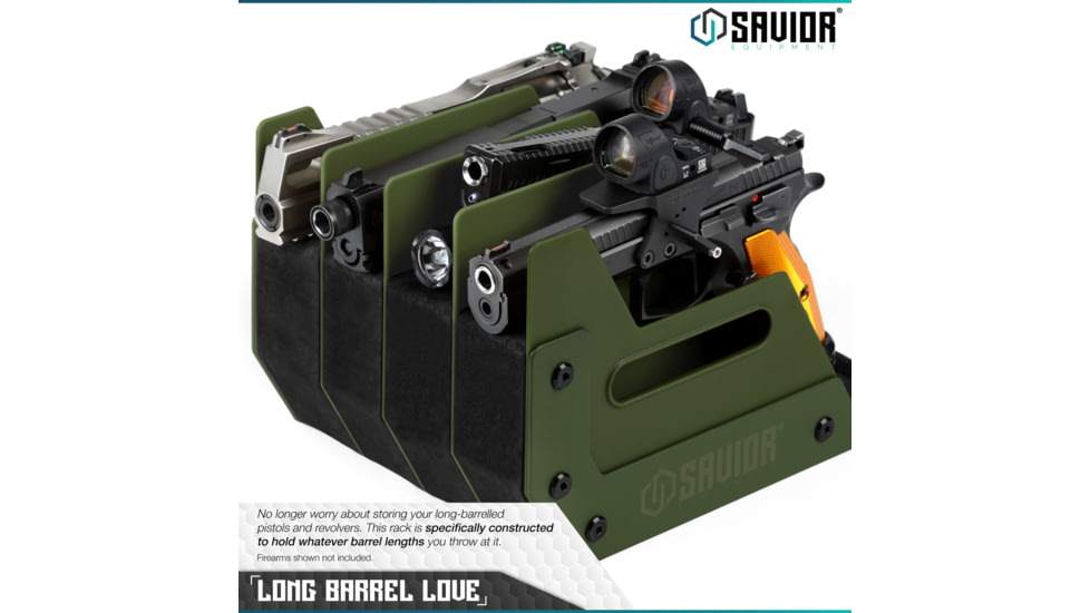 Savior Equipment Pistol Rack, 4-Slot, OD Green, RK-HAND-XFOUR-OG