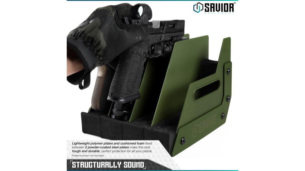 Savior Equipment Pistol Rack, 4-Slot, OD Green, RK-HAND-XFOUR-OG