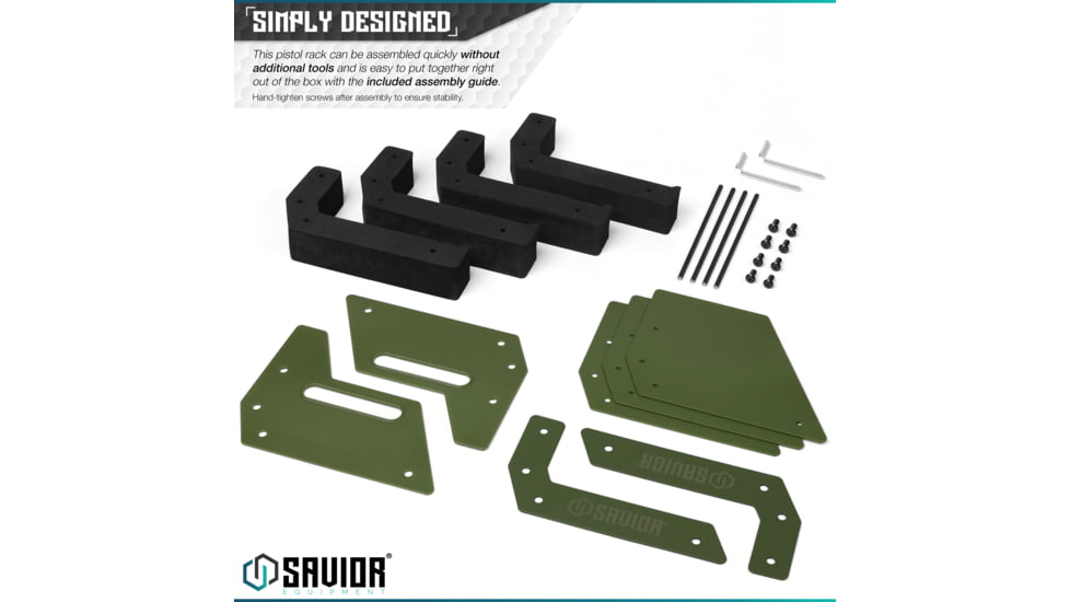 Savior Equipment Pistol Rack, 4-Slot, OD Green, RK-HAND-XFOUR-OG