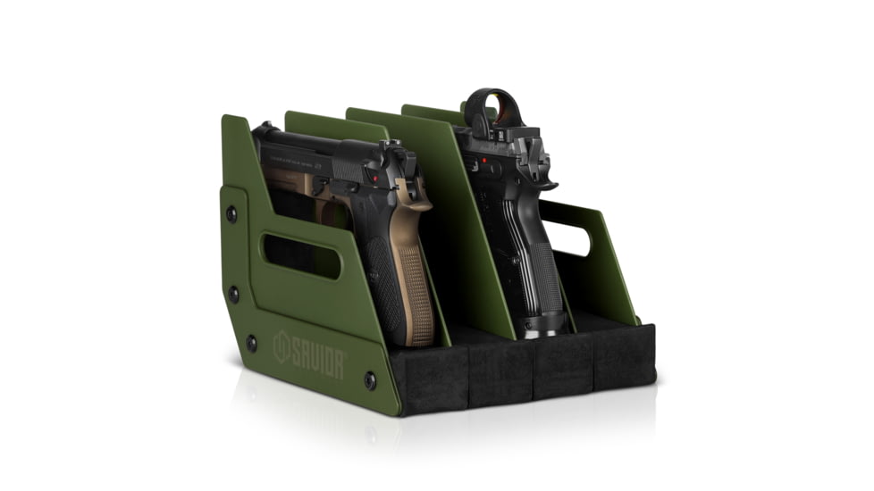 Savior Equipment Pistol Rack, 4-Slot, OD Green, RK-HAND-XFOUR-OG