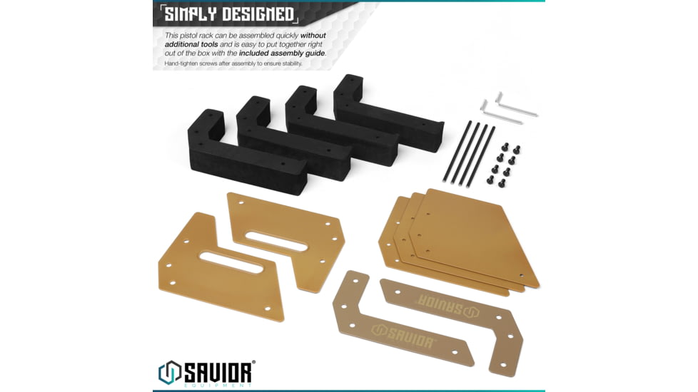 Savior Equipment Pistol Rack, 4-Slot, RAL 8000 Tan, RK-HAND-XFOUR-TN