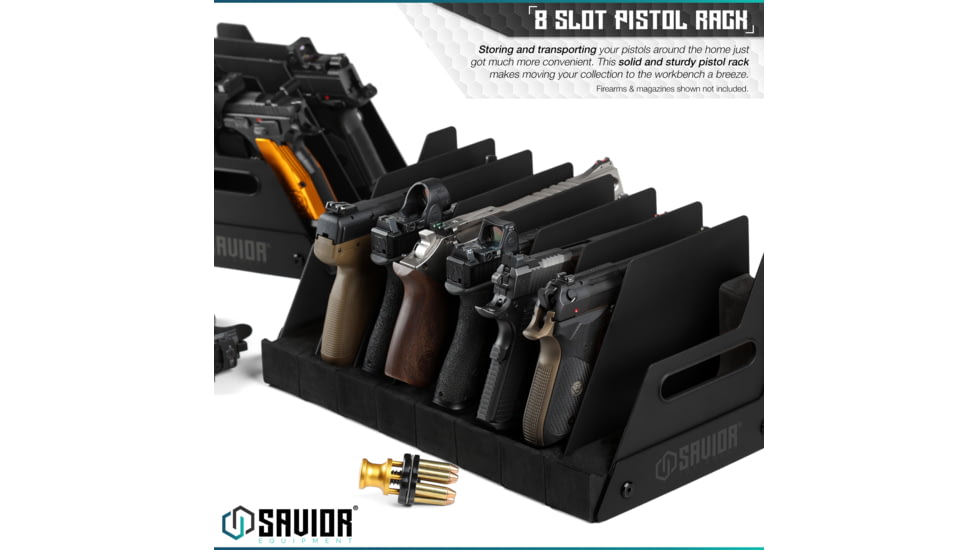 Savior Equipment Pistol Rack, 8-Slot, Black, RK-HAND-X8-BK