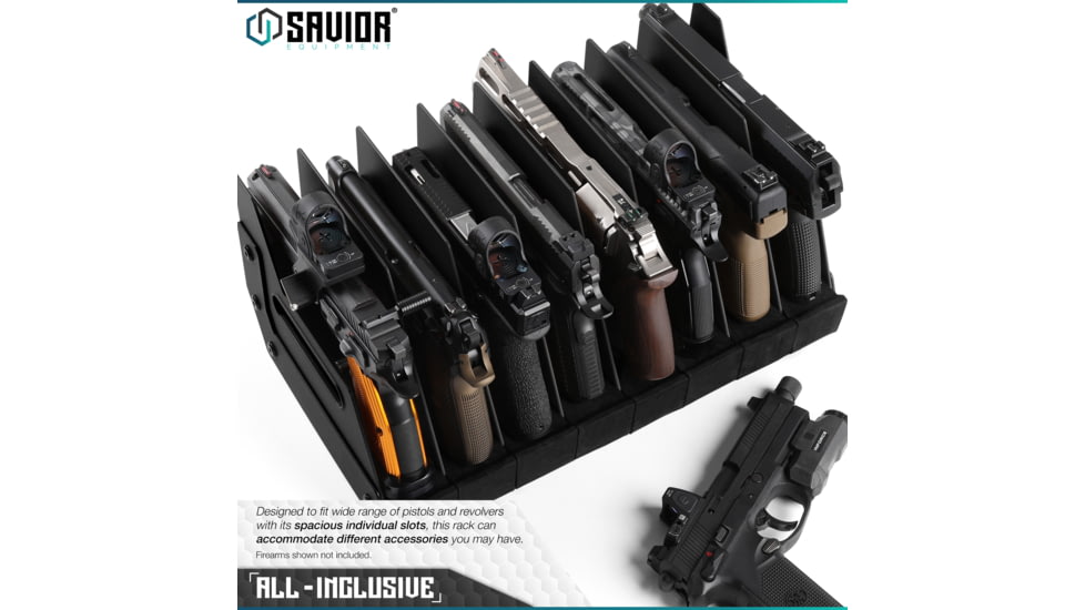 Savior Equipment Pistol Rack, 8-Slot, Black, RK-HAND-X8-BK