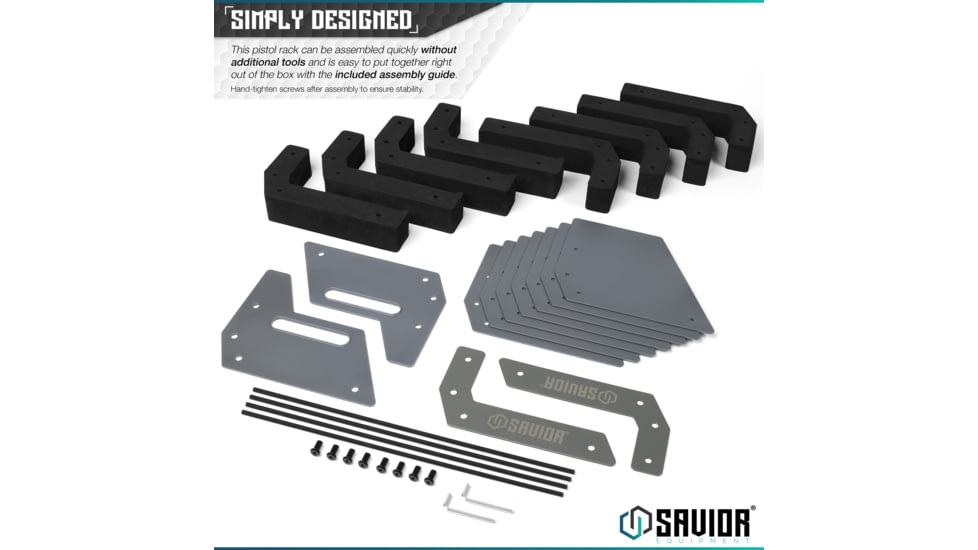 Savior Equipment Pistol Rack, 8-Slot, Gray, RK-HAND-X8-GS