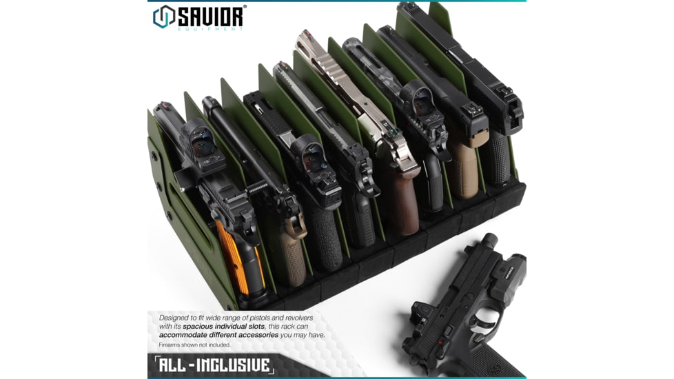 Savior Equipment Pistol Rack, 8-Slot, OD Green, RK-HAND-X8-OG