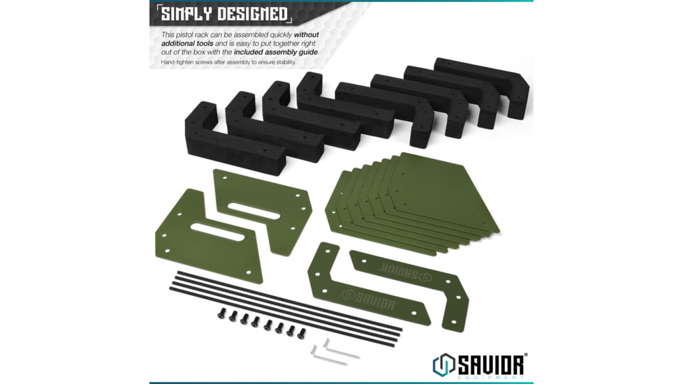 Savior Equipment Pistol Rack, 8-Slot, OD Green, RK-HAND-X8-OG