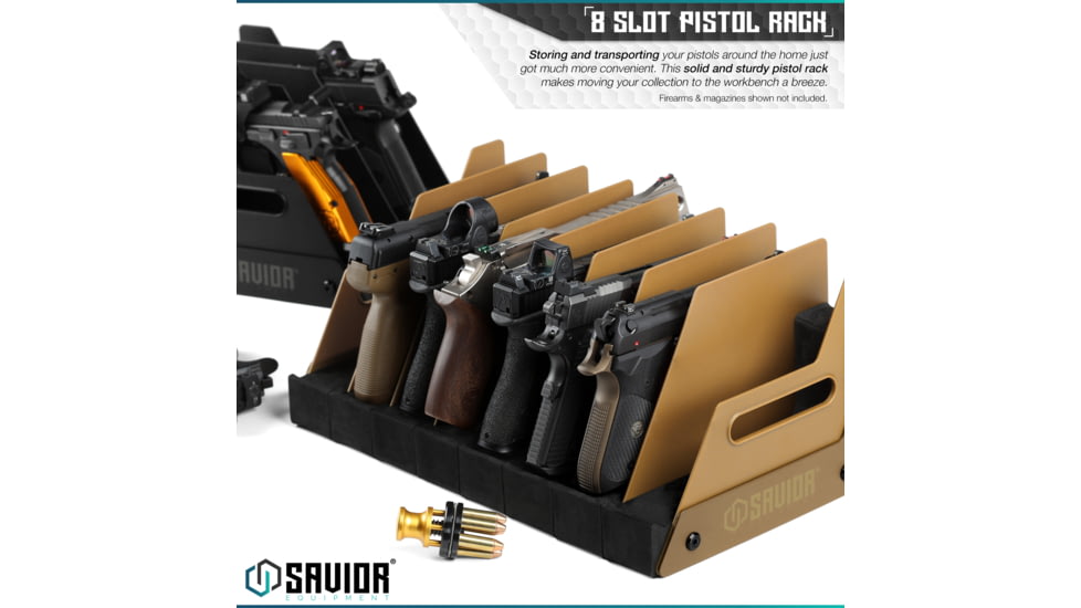 Savior Equipment Pistol Rack, 8-Slot, RAL 8000 Tan, RK-HAND-X8-TN