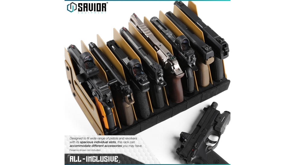 Savior Equipment Pistol Rack, 8-Slot, RAL 8000 Tan, RK-HAND-X8-TN