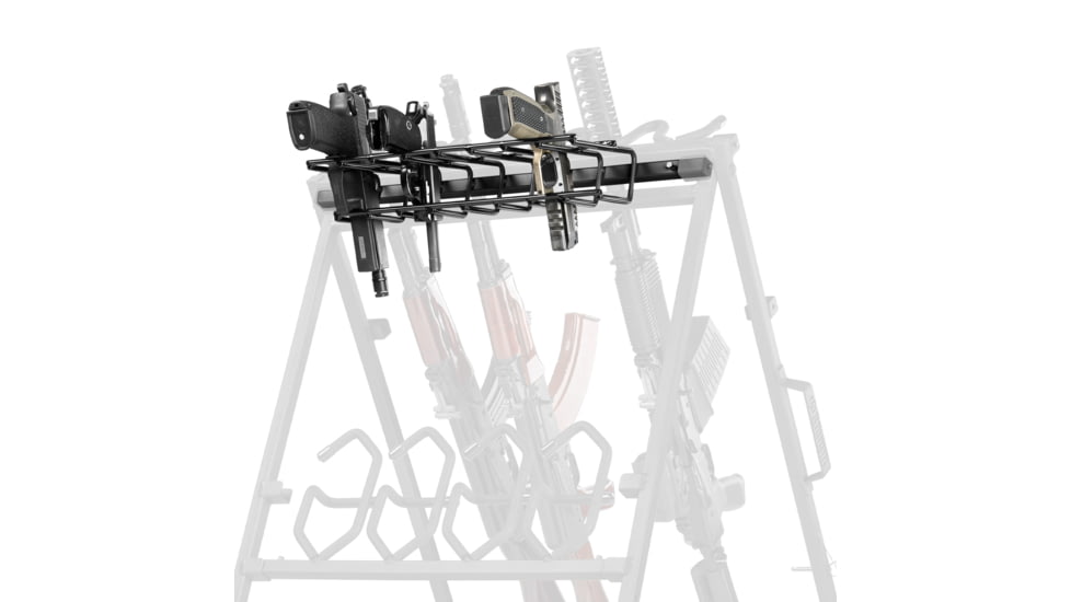 Savior Equipment Pistol Rack Attachment for Shorty Rifle Rack - 8 Slots, Black, Black, 22in x 7in x 3in, RK-SBR9-ACC-8PIS-BK