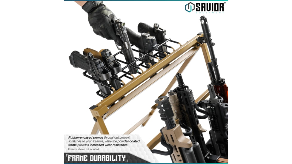 Savior Equipment Pistol Rack Attachment for Shorty Rifle Rack - 8 Slots, Tan, Tan, 22in x 7in x 3in, RK-SBR9-ACC-8PIS-TN