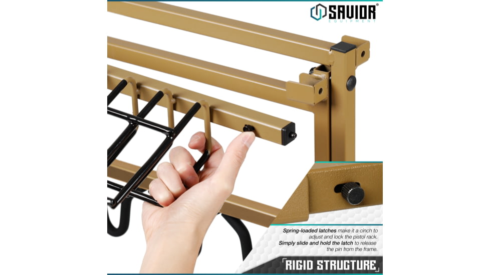 Savior Equipment Pistol Rack Attachment for Shorty Rifle Rack - 8 Slots, Tan, Tan, 22in x 7in x 3in, RK-SBR9-ACC-8PIS-TN