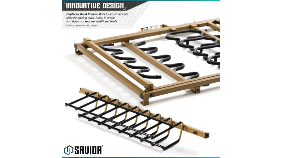 Savior Equipment Pistol Rack Attachment for Shorty Rifle Rack - 8 Slots, Tan, Tan, 22in x 7in x 3in, RK-SBR9-ACC-8PIS-TN