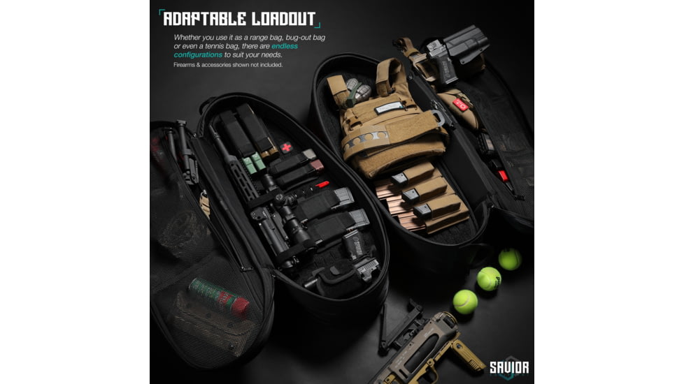 Savior Equipment Pro Touring Single Or Double Rifle Case, Icon Variant, Black, RB-TENNIS-VER2-BK