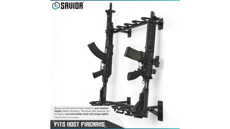 Savior Equipment Rifle Wall Rack, Black, RK-RIF6-WALL-BK