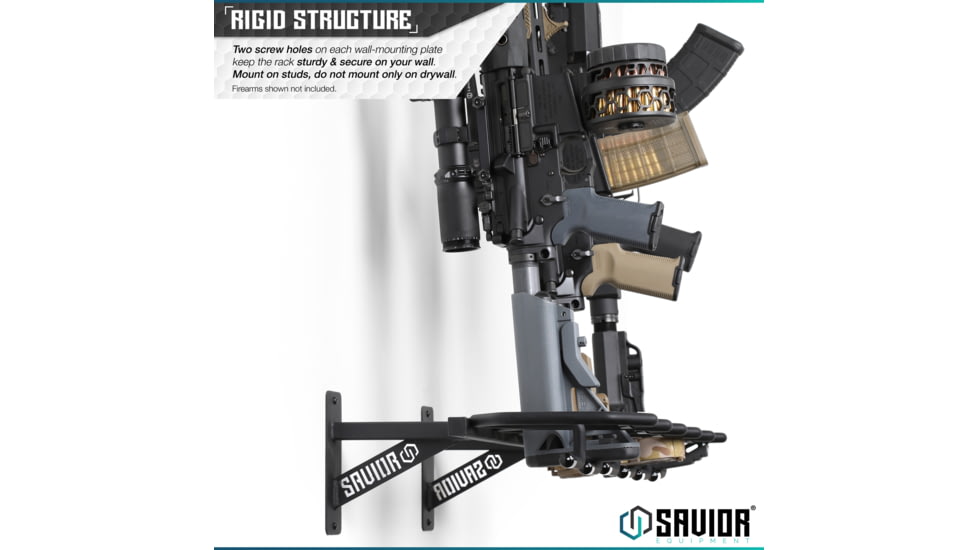 Savior Equipment Rifle Wall Rack, Black, RK-RIF6-WALL-BK