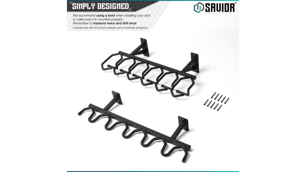 Savior Equipment Rifle Wall Rack, Black, RK-RIF6-WALL-BK