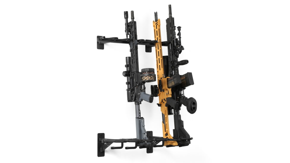 Savior Equipment 6 Slots Rifle Wall Rack, Black, 25in W x 3.5in H x 8in D, RK-RIF6-WALL-BK