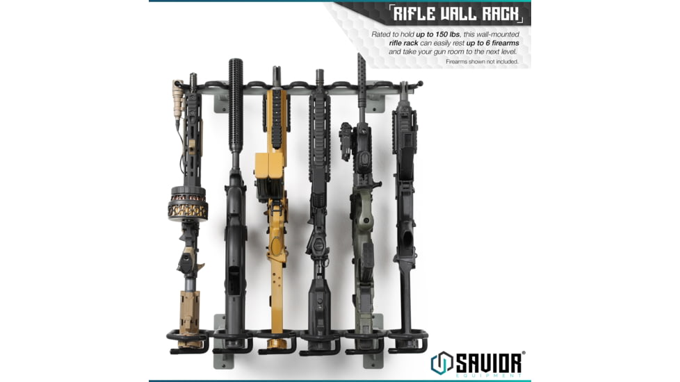 Savior Equipment Rifle Wall Rack, Gray, RK-RIF6-WALL-GS