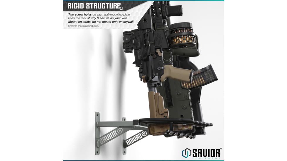 Savior Equipment Rifle Wall Rack, Gray, RK-RIF6-WALL-GS